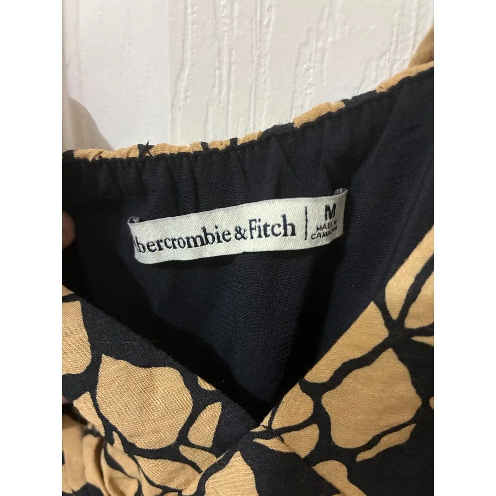 Abercrombie & Fitch Black/Tan Floral Tiered Maxi Dress With Pockets Medium